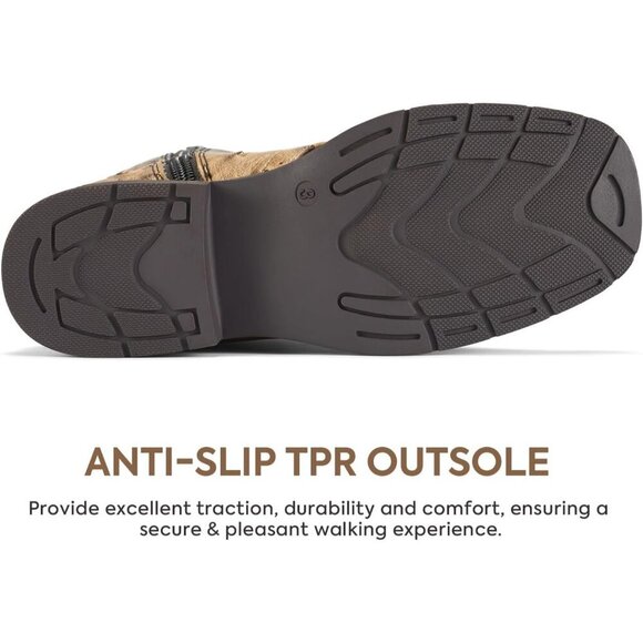 Girls Brown Black Western Boots Square Toe Girls Cowgirl Boots Calf High - Picture 4 of 4